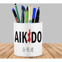 Aikido Yazılı Kaktüs Sukulent Saksı Kalemlik
