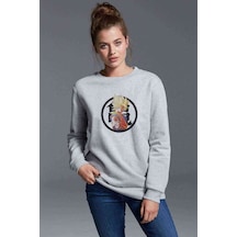 Anime Dragon Ball Baskılı Gri Kadın Sweatshirt (528306636)