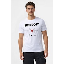 Nike Nba Chicago Bulls Mens Sportwear Just Do It Erkek Spor Tişörtü Beyaz Beyaz
