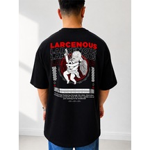 525 Oversize Sırt Baskılı Streetwear Unisex T-shirt Larcenous Siyah