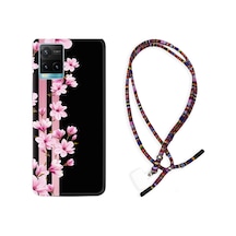 Vivo Y33S Kılıf Rasta Boyun Askılı Pink Flowers 3 1393