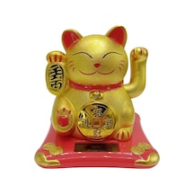 Maneki Neko El Sallayan Şans Kedisi Gold Solar Güneş Enerjili 10x10cm No5gld