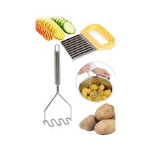 Metal Patates Ezici + Tırtıklı Patates Dilimleyici