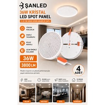 36w Kristal Beyaz Işık Led Spot Panel 3800 Lümen 2-22 Cm Ayarlanabilir Çaplı Tavan Aydınlatma 4 Adet