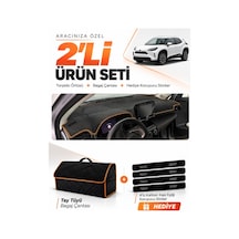 E-biz Toyota Yaris Cross 2022-2025 Uyumlu Torpido + Tay Tüyü Çanta - Siyah-kahverengi - To029