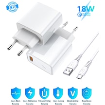 Redmi Note 13 Pro Plus Uyumlu 18w 3.4a Type-c Ultra Hızlı Şarj Cihazı Seti - Garantili Beyaz