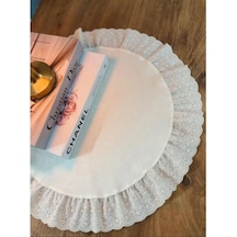 Duck Keten Fırfırlı Fistolu Dekoratif Örtü 50 Cm Bej