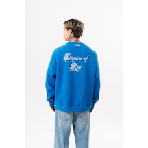 Respire Erkek Empire Of Res Nakışlı Oversize Sweatshirt Mavi