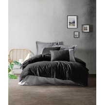 Cotton Box Plain Çift Kişilik Nevresim Takımı Siyah - Gri (405637197)