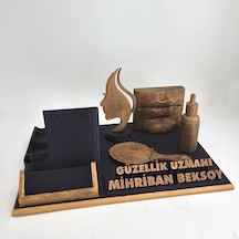 Kişiye Özel Güzellik Uzmanı Masa İsimliği Ve Kartvizitlik Gold - Siyah