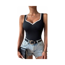 Novalook Kalp Yaka Siyah Garni Detaylı Bluz Siyah - 846989667 Siyah