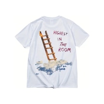 Tarzsokak Highest İn The Room On Arka Baskılı Unisex Oversize Beyaz