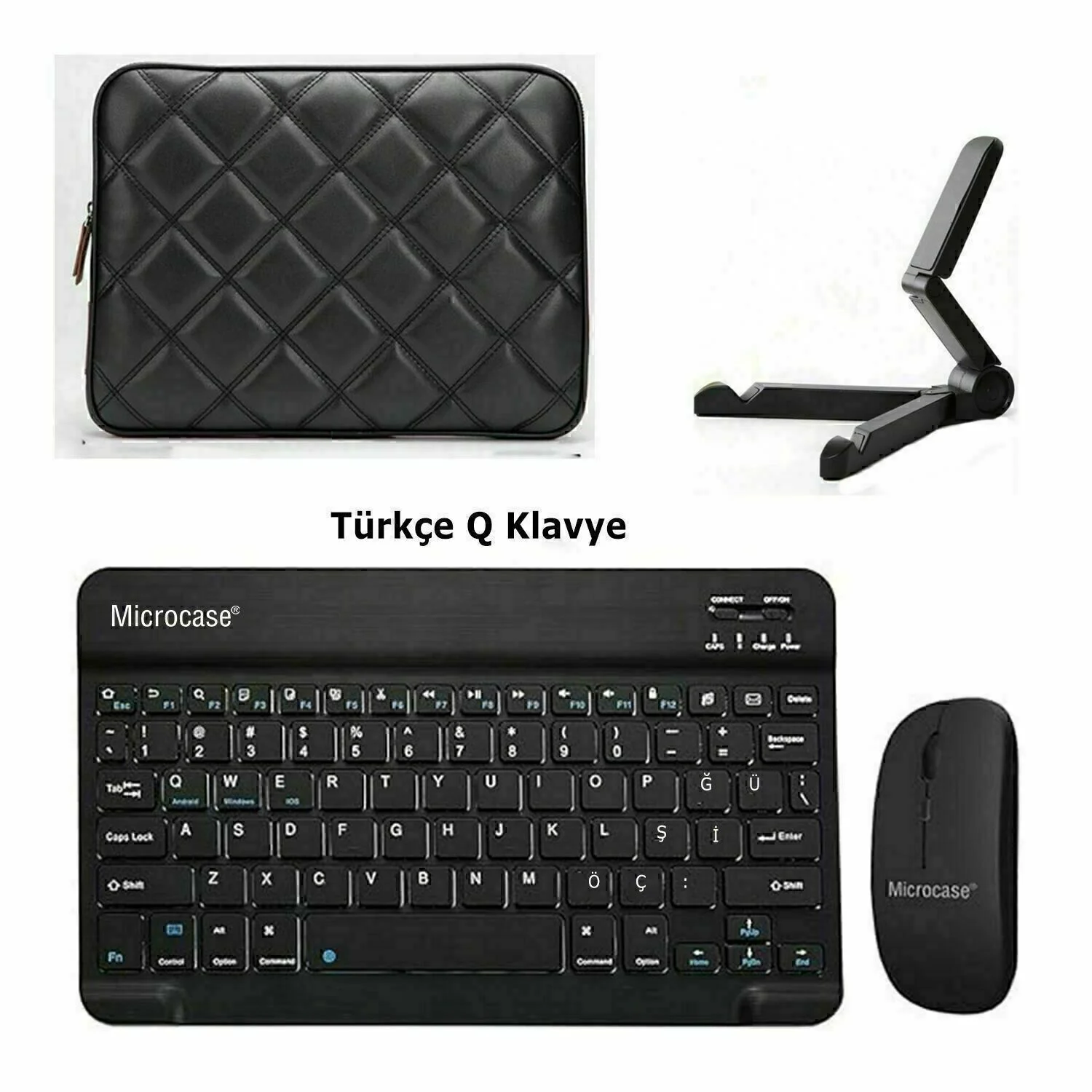 Microcase Samsung Active 4 Pro / Active 5 Pro 10.1'' İle Uyumlu Çanta+türkçe Bluetooth Klavye+mouse+tablet Standı-al8124 Diğer