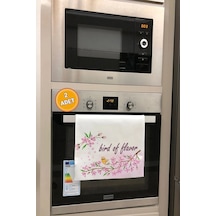 Valerine Life Lezzet Kuşu Pembe Mutfak Kurulama Fırın Beyaz El Havlusu %100 Pamuklu 35x50cm 2 Adet Beyaz