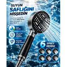 Lb 6 Sprey Modlu Filtreli Duş Başlığı Büyük Su Paneli Silikon Nozullu Modern Tasarım Çok Renkli