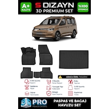 S-dizayn Vw Caddy 3d Pro Havuzlu Paspas Ve Bagaj Havuzu Seti 2'li Set 2020 Üzeri A+ Kalite