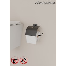 Siyah Yapışkanlı Kare Kapaklı Tuvalet Kağıtlık Wc Kağıtlık Siyah