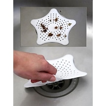 Deniz Yıldızı Lavabo Süzgeci, Lavabo Tıkacı, Silikon Süzgeç Beyaz 3 Adet Silikon Diğer