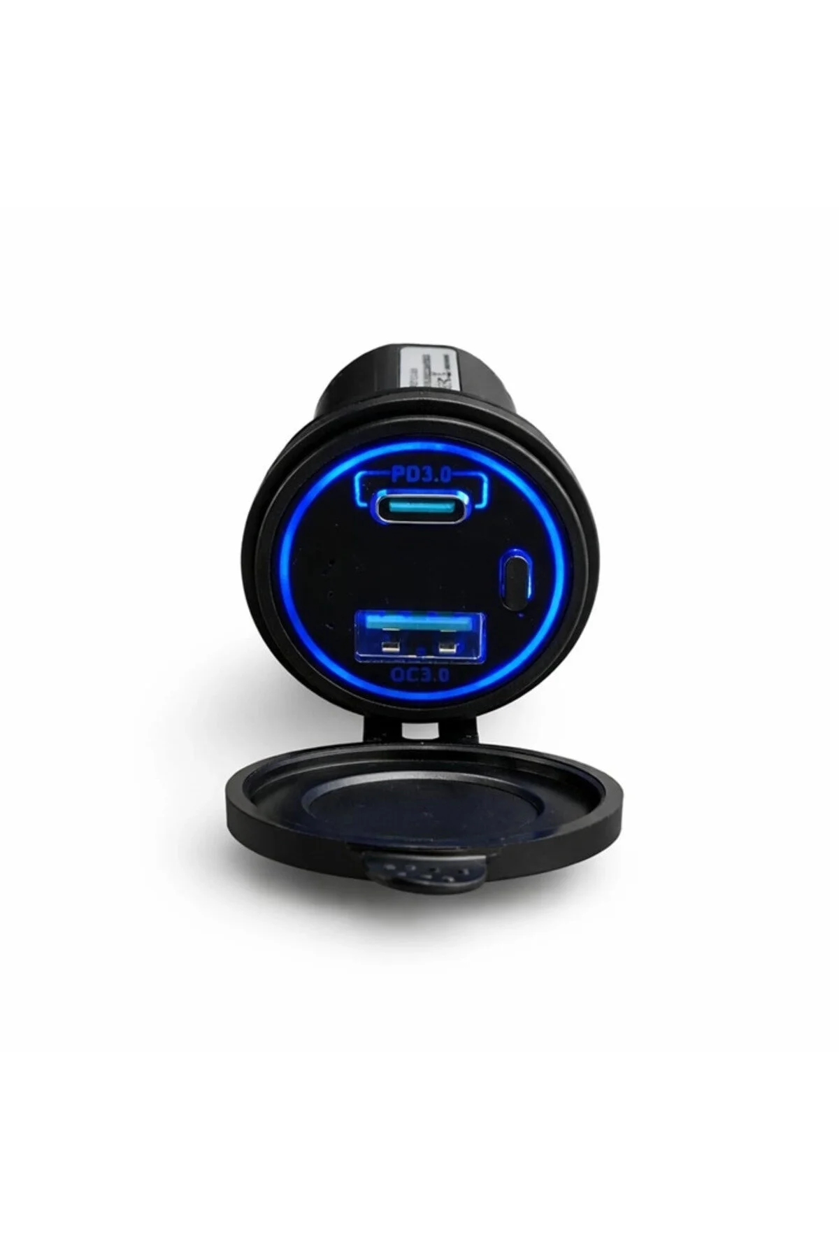 Pano Tip İkili Usb3.0 Type-c Soket 12-24v Butonlu Mavi Led