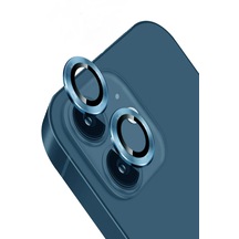 iPhone 11 ile Uyumlu Alüminyum Alaşım Temperli Cam Kamera Lens Koruyucu - Mavi