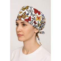 Kelebek Desenli Doktor Hemşire Aşçı Hastane Bonesi Bandana M456