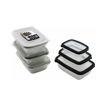 3 Lü Sızdırmaz Saklama Kabı Seti 300ml + 600ml + 1200ml Şeffaf Plastik, Kapaklı, Buzdolabı, Yemek Ve Mutfak Düzenleyici Saklama Kutusu