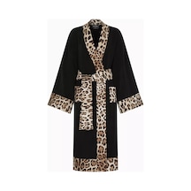 Dolce & Gabbana Casa Unisex Leopar Desenli Bornoz, Pamuklu, Yumuşak, Lüks Görünüm Siyah