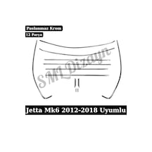 Vw Jetta Mk6 Uyumlu Krom Cam Çıtası Seti - 12 Parça Tam Tur 304 Kalite Paslanmaz Çelik 2011-2018