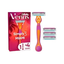 Gillette Simply Venus 3 Miami Tıraş Makinesi Gövdesi + 4 Bıçak