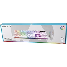 Beyaz Gökkuşağı Işıklı Usb Kablolu Oyuncu Klavye - Mouse Set 4741