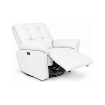 Smarto Relax Zürih Vıp Elektrikli Döner Sallanan Tv Koltuğu Kontrol Panelli Ergonomik Gerçek Deri Baba Koltuğu Beyaz