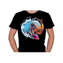 Summer Astronaut Surfing In Space Beach Waves Tişört Unisex T-shirt 001