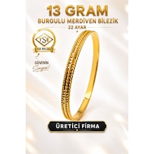 22 Ayar Tse Belgeli 13 Gram Burgulu Merdiven Ajda Altın Bilezik Gold Bilezik Düğün Nişan