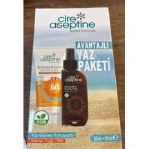 Cire Aseptine Güneş Kremi 50spf Karma Yağlı 50ml+brozlaştırıcı Güneş Yağı 90ml