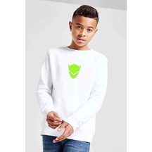 Tshirthane Overwatch Genji Logo Baskılı Unisex Çocuk Beyaz Sweatshirt Beyaz
