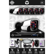 Turkno 6 Kameralı Pania 6 Dış Kamera Set 320 GB HDD Full HD Gece Görüşlü Güvenlik Kamerası Sistemi