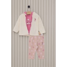 U.S. Polo Assn. Kız Bebek 3lu Takım - Krem Krem