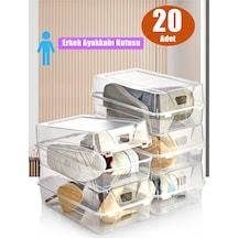 20'li Set Erkek Ayakkabı Ve Kadın Botu Saklama Kutusu - Ayakkabı Düzenleyici Beyaz