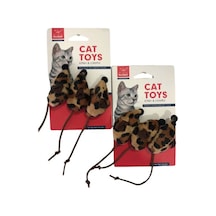 Nunbell Tüylü Fare Leopar Desen 3'lü Kedi Oyuncağı