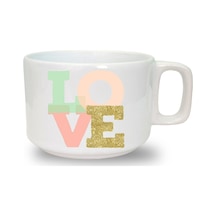 Love Baskılı Seramik Beyaz Kahve Kupası
