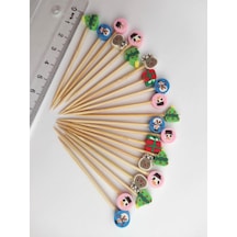 100 Adet Dekoratif Yılbaşı Temalı Boncuklu Kürdan 6,5 Cm - Karışık Model - Happy New Year Toothpick