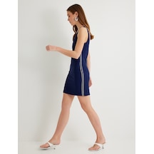 Koton Mini Bodycon Elbise Sırt Dekolteli Kolsuz Yanları Şerit Detaylı Lacivert 4sak80455pw Lacivert