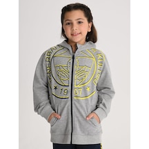 Fenerbahçe Gri Tribün Sarı Lacivert Logolu Çocuk Sweatshirt Gri Melanj