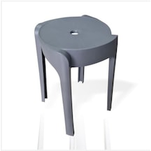 12 Li Sert Plastik Kırılmaz Hafif 45 Cm Banyo Balkon Bahçe Taburesi Koyu Gri