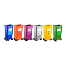 Omnipazar Sy-4398 Sıfır Atık Geri Dönüşüm Çöp Kutusu 70 Lt 6'lı Set Çok Renkli