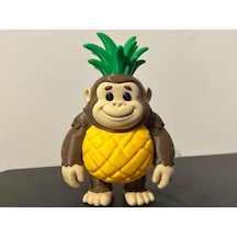 Ananas Goril Figürü - 3d Yazıcı Tropikal Meyve Hibrit Biblo - Gülen Goril Heykelcik