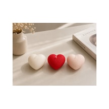 3 Lü Kalp Mum Seti Dekoratif Dokulu Kalp Mum Beyaz-kırmızı - 909731305 Beyaz-kırmızı - 909731305 Beyaz-kırmızı