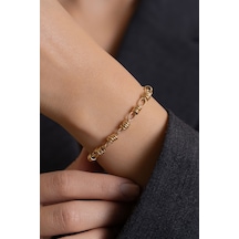 14 Ayar Altın Makaron İtalyan Hollow Bileklik Sarı Altın