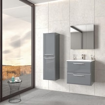 Orka Nuvola 65 Cm Mdf Parlak Gri Banyo Dolabı Takımı Ve Boy Dolab Gri