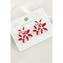Çiçek - 723 - Mineli Küpe - Nazblsmm - Gümüş Rengi